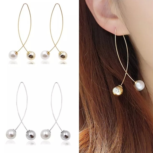 fish wire ball front back earrings Jewelry - 3 Earrings in 1 Gold or Silver Lightweight…